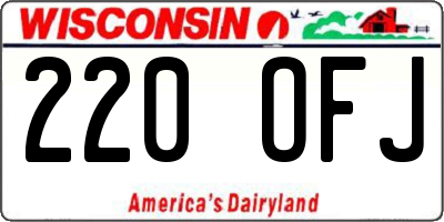 WI license plate 220OFJ