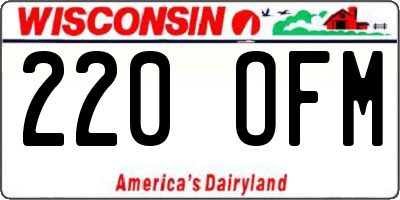 WI license plate 220OFM