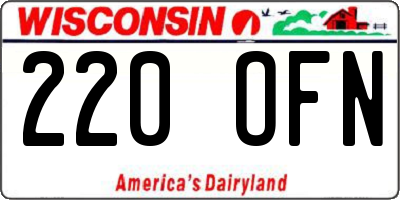 WI license plate 220OFN