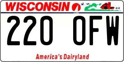 WI license plate 220OFW