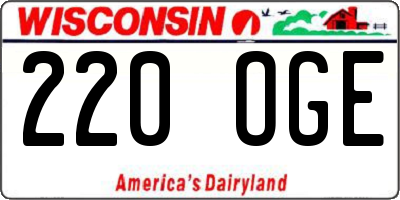 WI license plate 220OGE