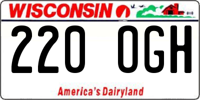 WI license plate 220OGH