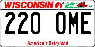 WI license plate 220OME