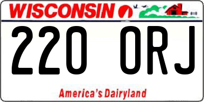 WI license plate 220ORJ