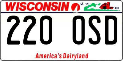 WI license plate 220OSD