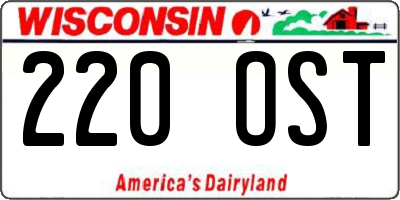 WI license plate 220OST