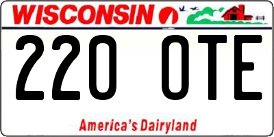 WI license plate 220OTE
