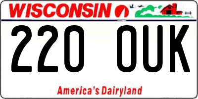 WI license plate 220OUK