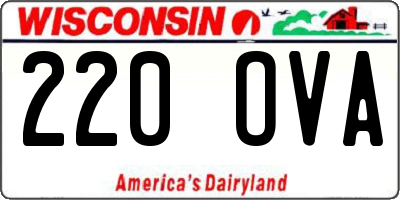WI license plate 220OVA