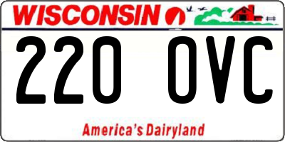 WI license plate 220OVC