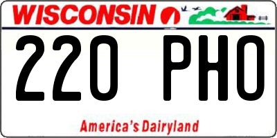 WI license plate 220PHO