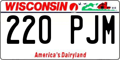WI license plate 220PJM