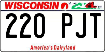 WI license plate 220PJT