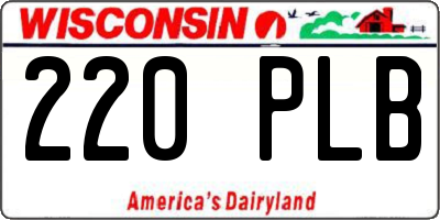 WI license plate 220PLB