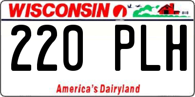 WI license plate 220PLH