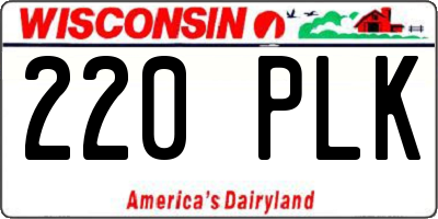 WI license plate 220PLK