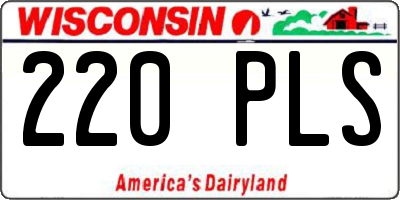 WI license plate 220PLS