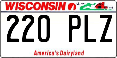 WI license plate 220PLZ