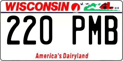 WI license plate 220PMB