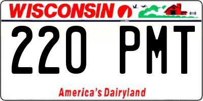 WI license plate 220PMT