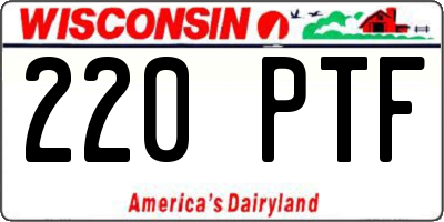 WI license plate 220PTF