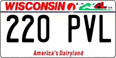 WI license plate 220PVL