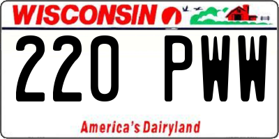WI license plate 220PWW