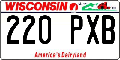 WI license plate 220PXB
