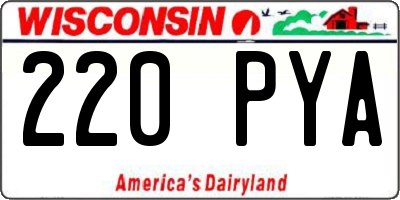 WI license plate 220PYA