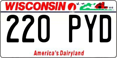 WI license plate 220PYD