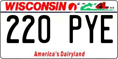 WI license plate 220PYE