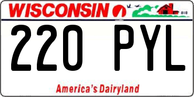 WI license plate 220PYL