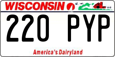 WI license plate 220PYP