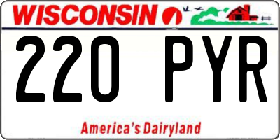 WI license plate 220PYR