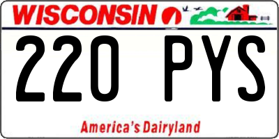 WI license plate 220PYS