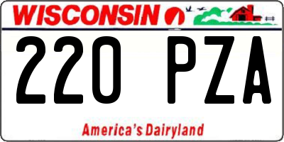 WI license plate 220PZA