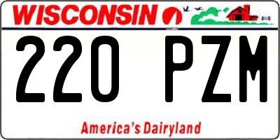 WI license plate 220PZM
