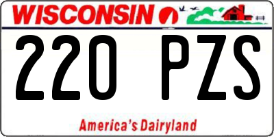WI license plate 220PZS