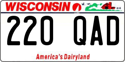 WI license plate 220QAD