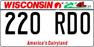 WI license plate 220RDO