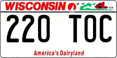 WI license plate 220TOC