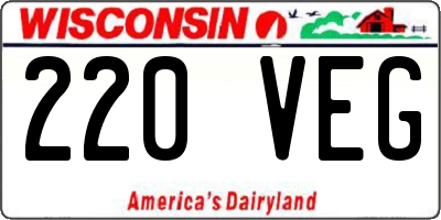WI license plate 220VEG