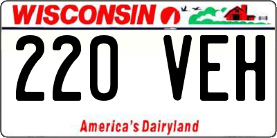 WI license plate 220VEH
