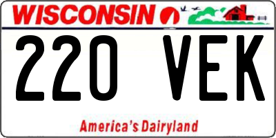 WI license plate 220VEK