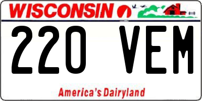 WI license plate 220VEM