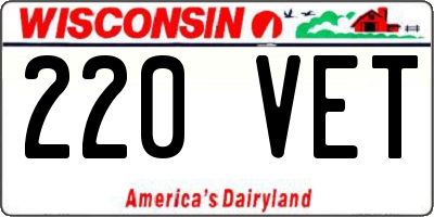 WI license plate 220VET
