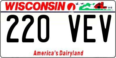 WI license plate 220VEV