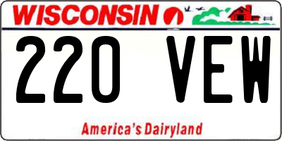 WI license plate 220VEW