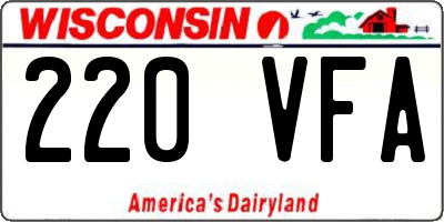 WI license plate 220VFA