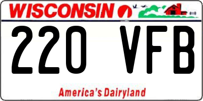 WI license plate 220VFB